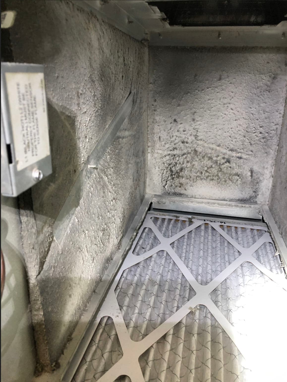 Heavy Buildup Inside a Return Plenum - Before and After image