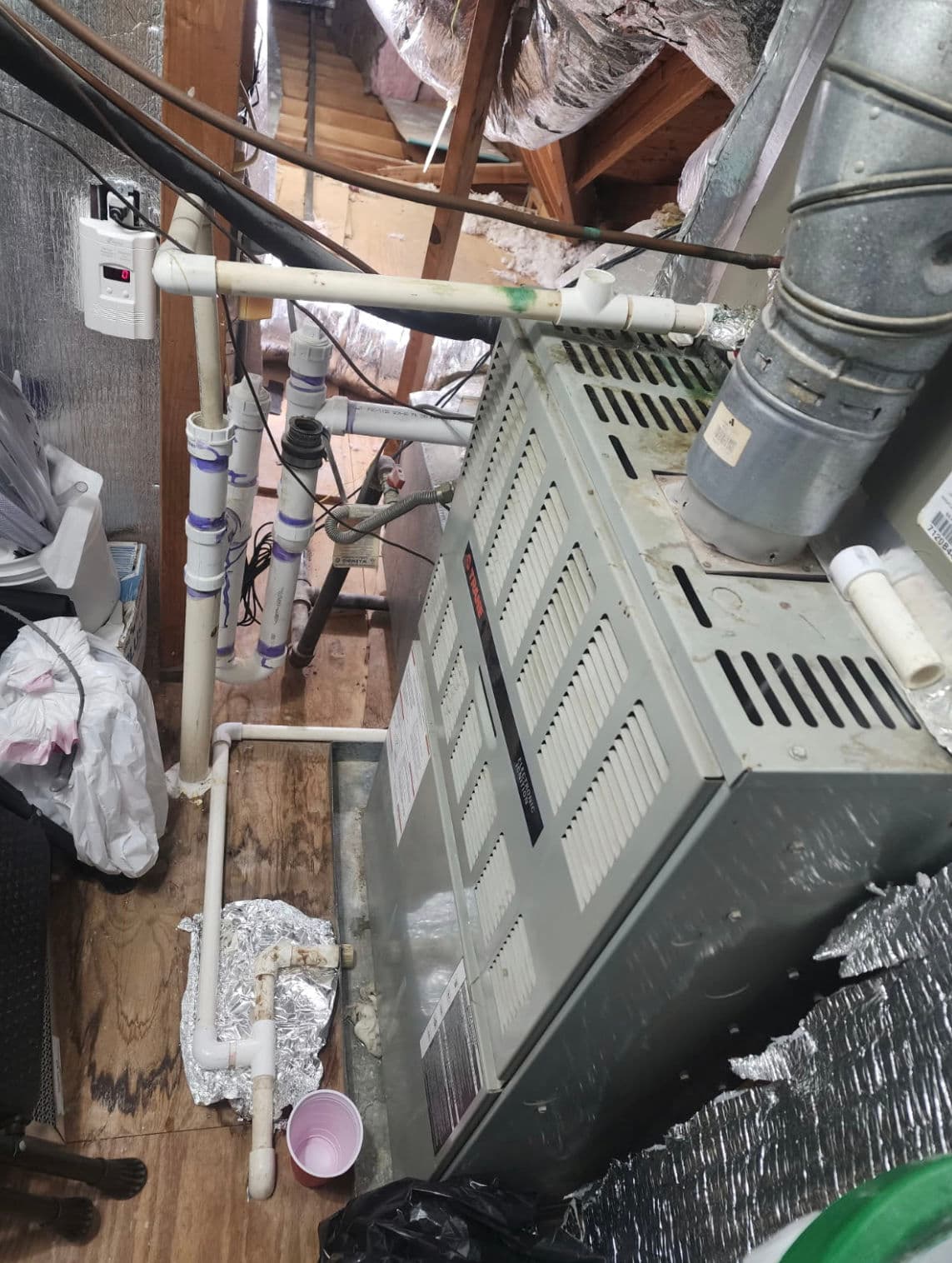 Gallery photos for Condensate Drain Line Repair in a Tight Attic Space: Image #2