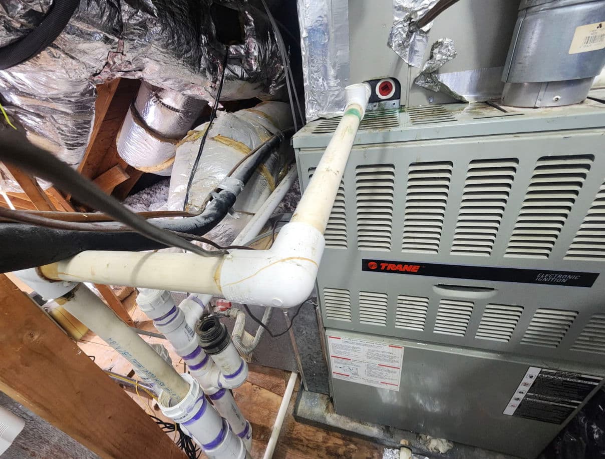 Gallery photos for Condensate Drain Line Repair in a Tight Attic Space: Image #1